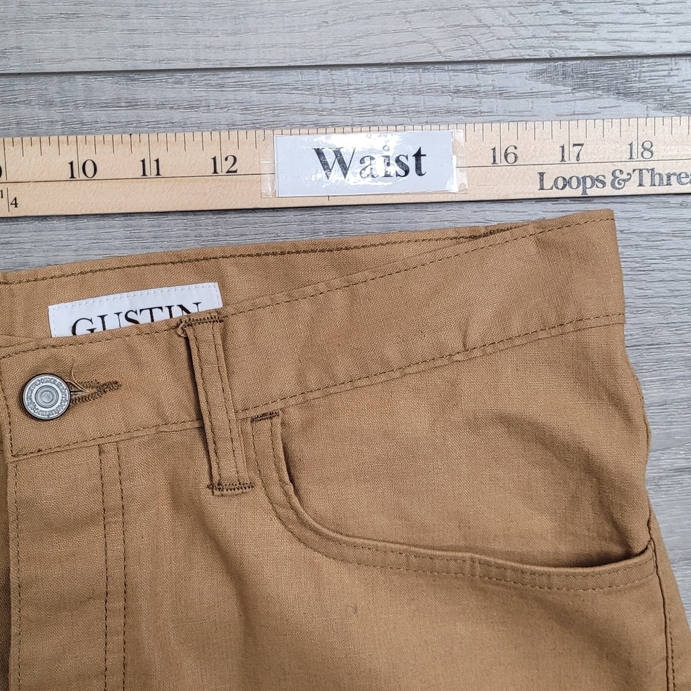👖Gustin Pants Mens 36x29 Mustard Linen Chino Straight #21‎ Button Fly Made USA - Picture 11 of 15